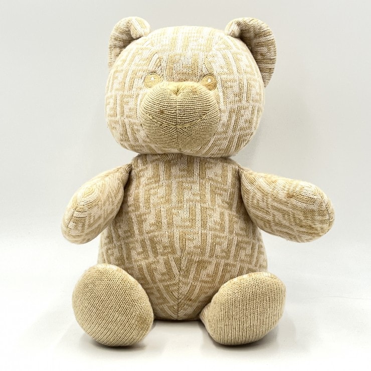FENDI(フェンディ)ズッカ テディベア ヴィンテージ ぬいぐるみ ベージュ ニット イタリア製 AB54034-L 【中古】