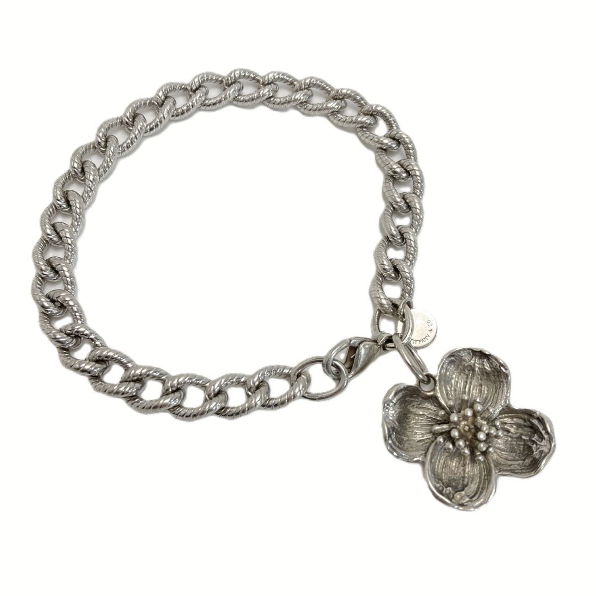 Tiffany & Co. ティファニー ツイストロープ フラワーチャーム ブレスレット シルバー SV925 ハナミズキ