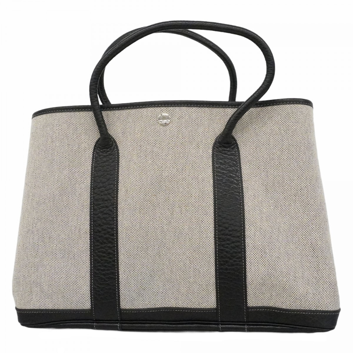 【6ce5995】エルメス トートバッグ ガーデンパーティPM ボルデュックリボン トワルアッシュ ブラック シルバー金具【中古】レディース