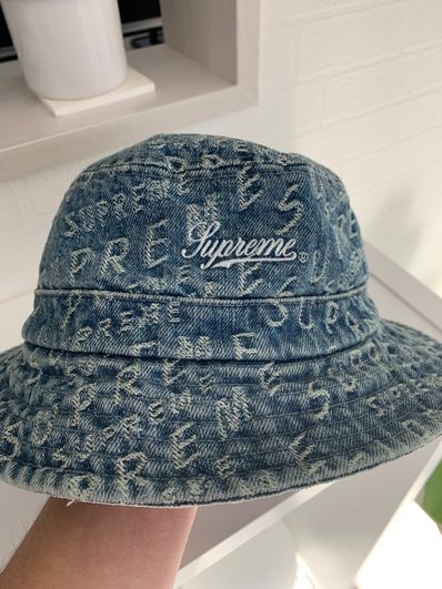 Supreme Warp Jacquard Logos Denim Crusher "Blue"