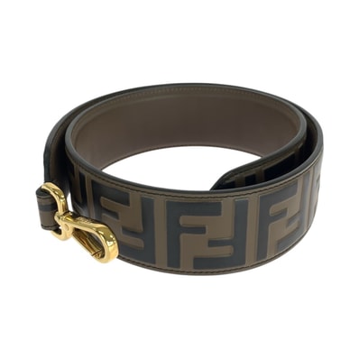 美品 FENDI フェンディ ズッカ ブラウン ゴールド金具 レザー ショルダーストラップ 505939 【中古】