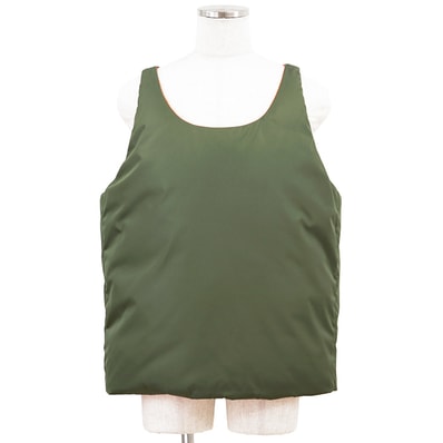 【未使用】PRADA プラダ ダウンベスト サイズ L レディース PIUMINO GILET RE-NYLON リナイロン トライアングルロゴ ノースリーブ ジャケット ジレ トップス アウター タグ付属 オリーブ オレンジ 橙色 イタリア製