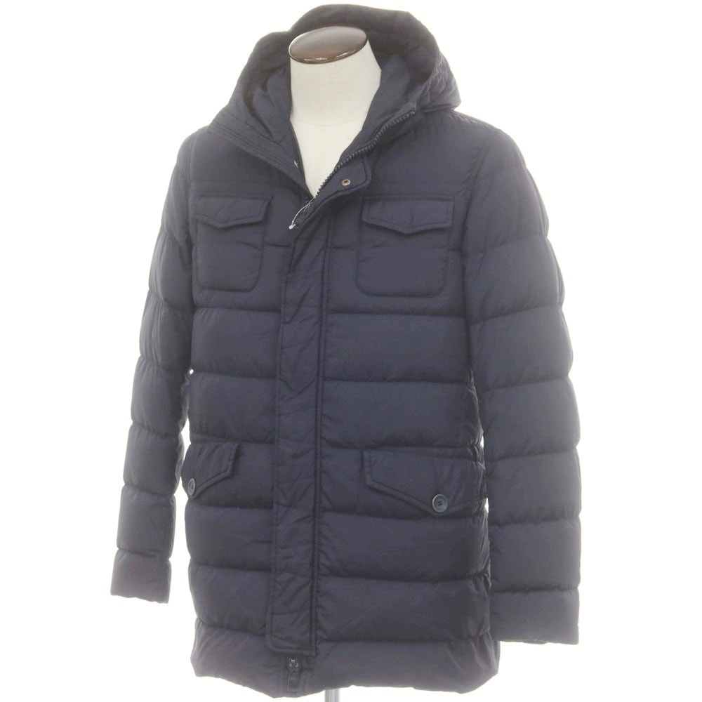 【中古】ヘルノ Herno POLAR-TECH ナイロン フーデッド ダウンコート ライトネイビー【サイズ48】【メンズ】