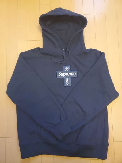 Supreme Cross Box Logo Hooded Sweatshirt "Navy"