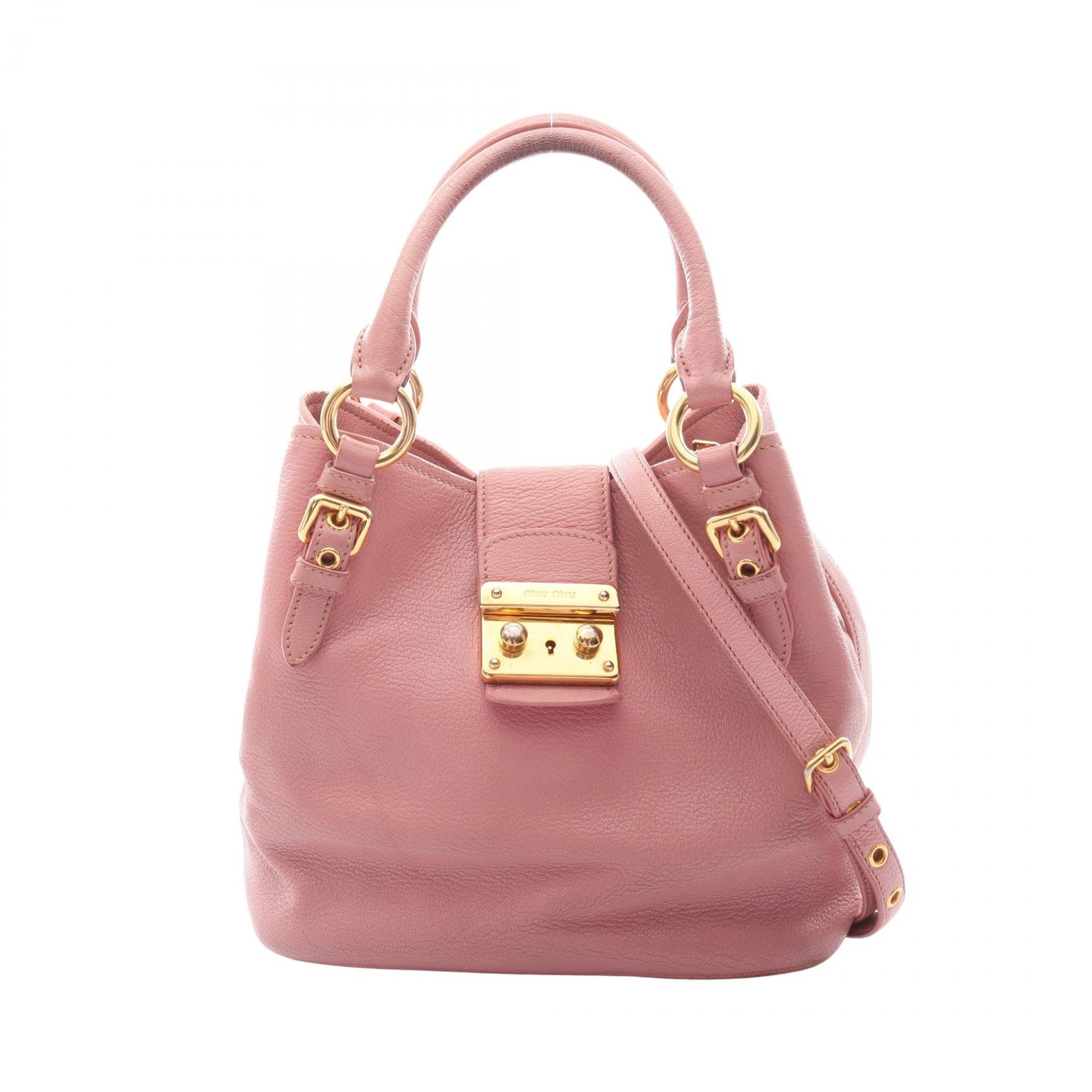 ミュウ ミュウ Miu Miu MADRAS マドラス 2WAY ハンドバッグ バッグ レザー レディース ピンク系 RNC886 【中古】