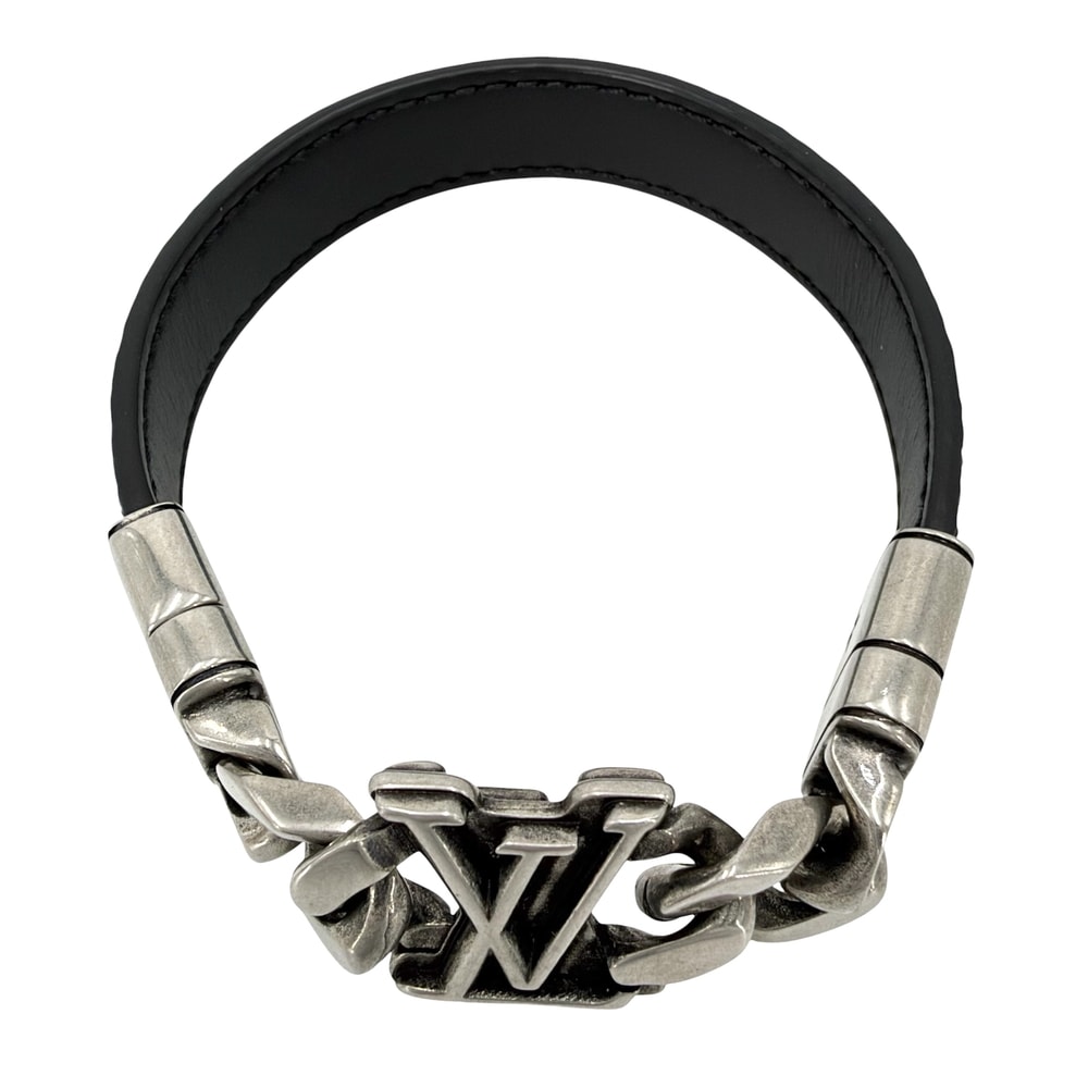 LOUIS VUITTON ルイヴィトン ブレスレット LVディメンション モノグラムエクリプス アクセサリー メタル  モノグラムエクリプス   M8828 シルバー ブラック 黒 レディース 約26.4g【中古品】