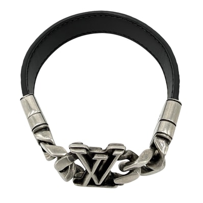 LOUIS VUITTON ルイヴィトン ブレスレット LVディメンション モノグラムエクリプス アクセサリー メタル モノグラムエクリプス M8828 シルバー ブラック 黒 レディース 約26.4g【中古品】