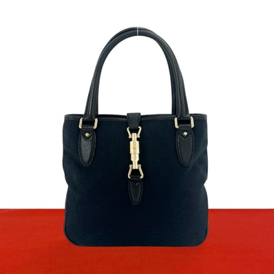 GUCCI グッチ ジャッキー 金具 GG 柄 キャンバス レザー トートバッグ ブラック
72144