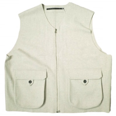 新品 my beautiful landlet マイビューティフルランドレット 24AW 日本製 MELTON FABRIC ZIP VEST ウールメルトンジップベスト WM13-BS242131 1 OATMEAL ジレ ユニセックス トップス