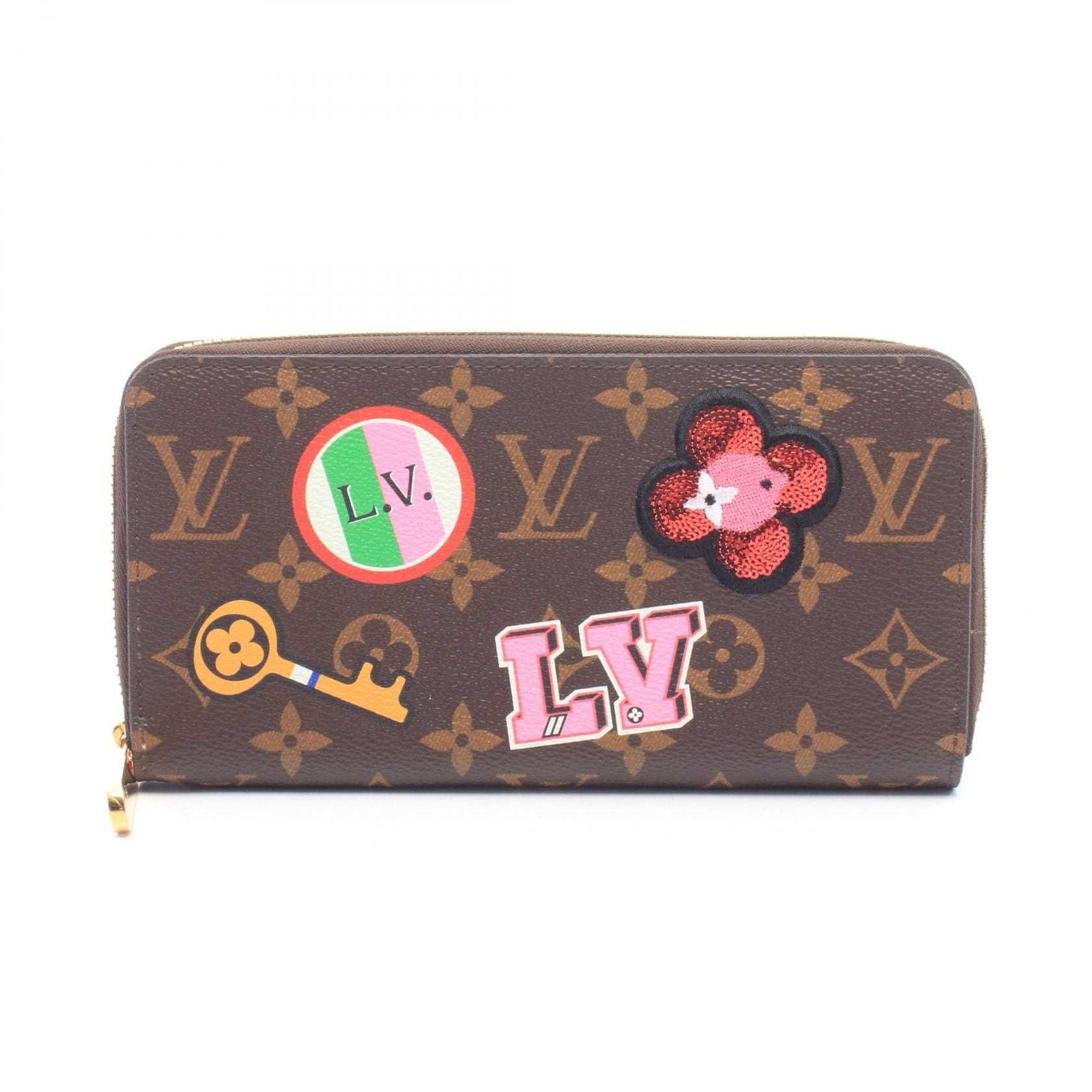 ルイ・ヴィトン LOUIS VUITTON ジッピーウォレット LVストリー ラウンド長財布 財布 PVCコーティングキャンバス モノグラム・パッチ フューシャ レディース ブラウン系 / マルチカラー M63392 【中古】