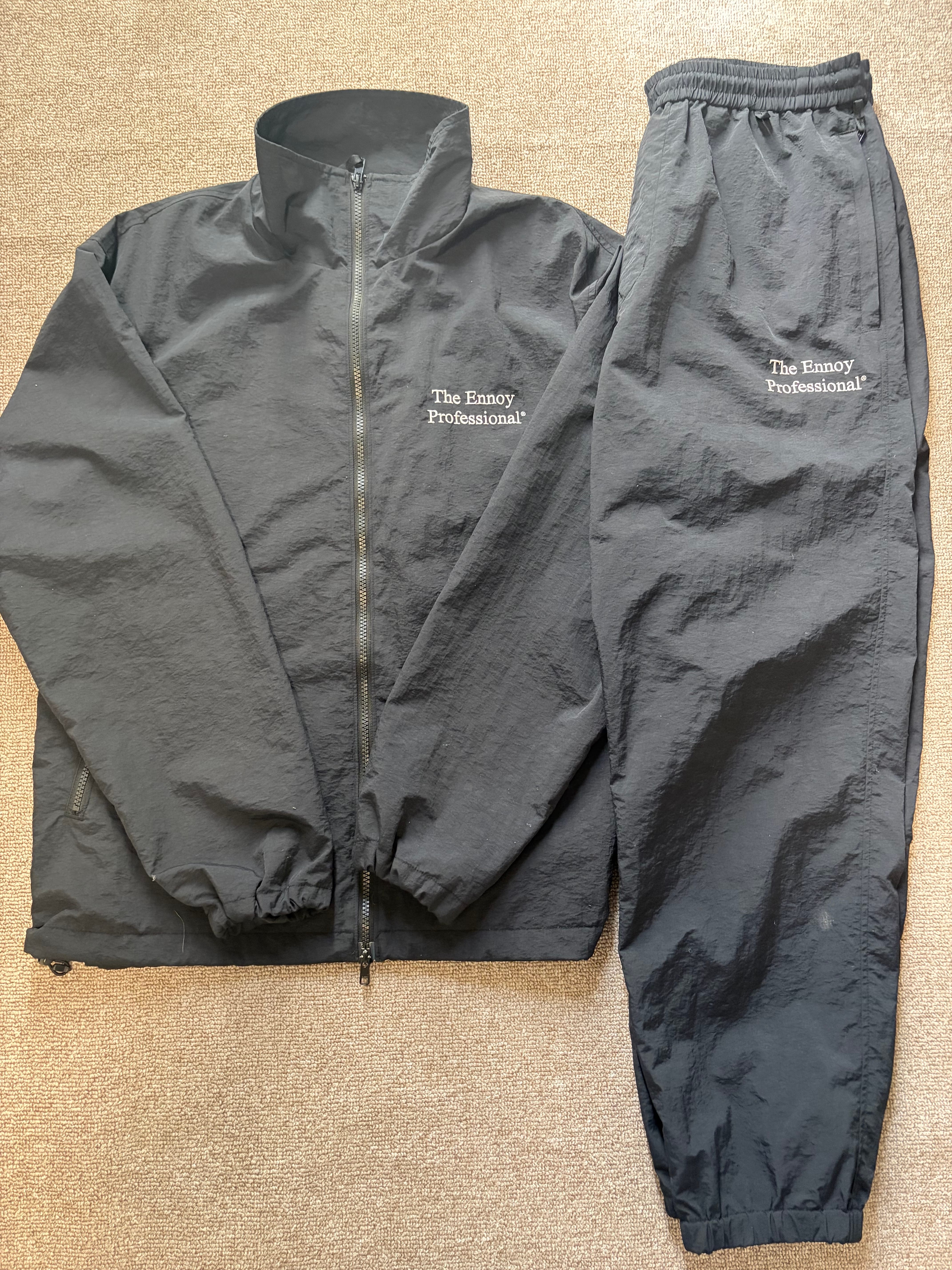 ENNOY 23AW Stylistshibutsu Nylon Track Suit Set Up Black × White AW23BRENJK02LP / AW23BRENPT04LP