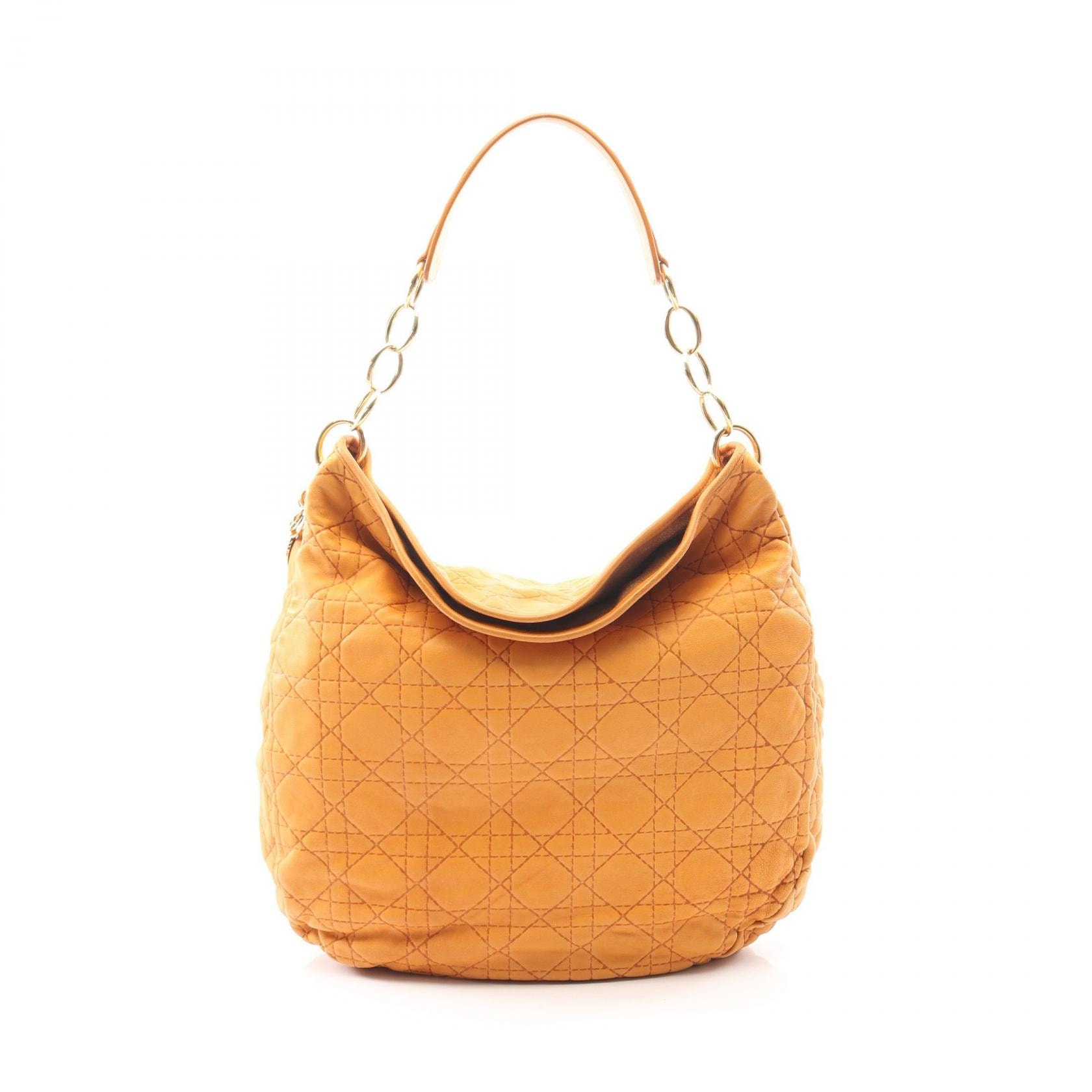 ディオール Dior カナージュ ショルダーバッグ バッグ レザー レディース オレンジ系 【中古】