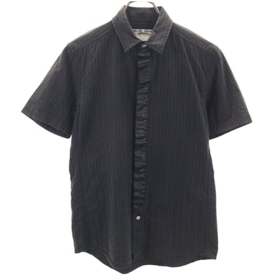 KATHARINE HAMNETT LONDON キャサリンハムネットロンドン 日本製 ストライプ柄 半袖 シャツ M ブラック