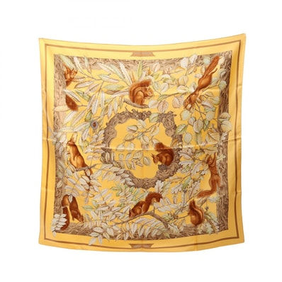 エルメス HERMES カレ90 CASSE NOISETTE スカーフ 衣料品 シルク シルク オレンジ レディース オレンジ系 / ブラウン系 / マルチカラー 【中古】
