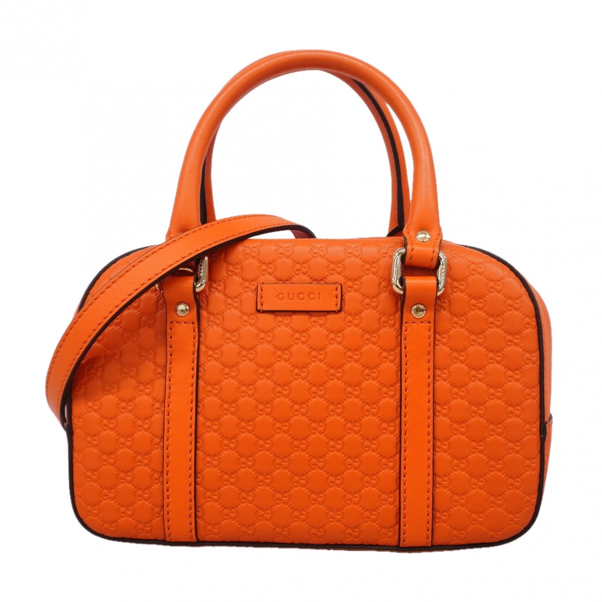 【6gd4022】グッチ ハンドバッグ マイクログッチシマ 510289 レザー オレンジ シャンパンゴールド金具 2wayバッグ【中古】レディース