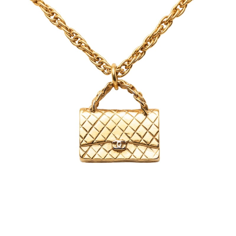 シャネル ヴィンテージ マトラッセ バッグ モチーフ ペンダント ネックレス ゴールド メッキ レディース CHANEL 【中古】