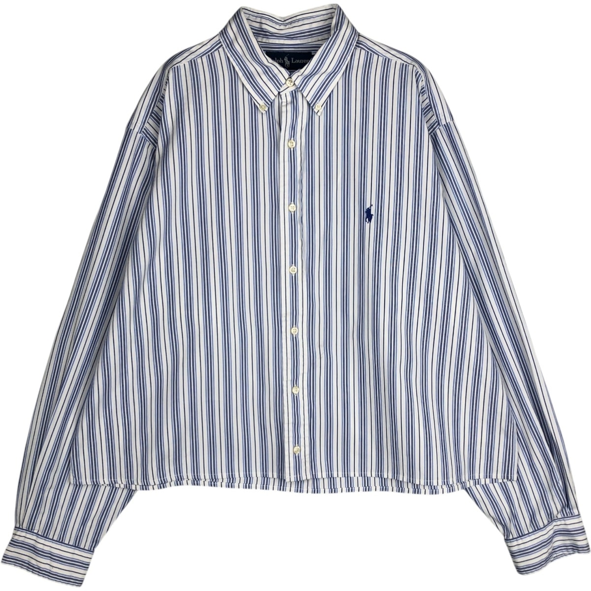 古着 ラルフローレン Ralph Lauren CLASSIC FIT クラシックフィット 長袖 ボタンダウンストライプシャツ レディースXL相当/eaa629093