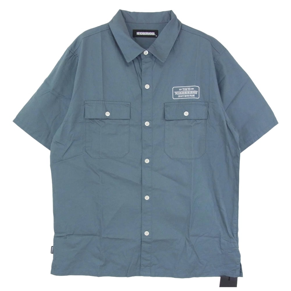 NEIGHBORHOOD ネイバーフッド 21SS 211TSNH-SHM02 CLASSIC WORK C-SHIRT.SS クラシック ワーク シャツ ブルーグレー系 L【新古品】【未使用】【中古】