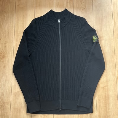 Stone Island 519C2 Full Rib RWS Wool Cardigan with Full Zipper - 24FW "Black"