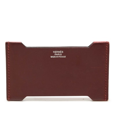 エルメス マンハッタン カードケース パスケース A刻印 レッド ボルドー ソンブレロ レディース HERMES 【中古】