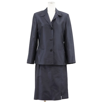 【SALE】GIORGIO ARMANI ジョルジオアルマーニ セットアップ サイズ 42/8 レディース ジャケット スカート シルク100% チャコール イタリア製