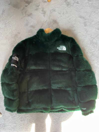 Supreme x The North Face Faux Fur Nuptse Jacket "Green"