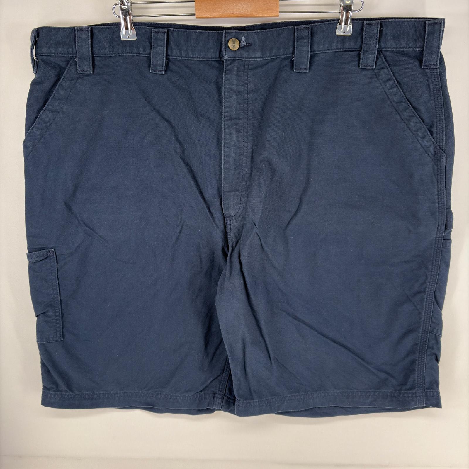 古着 カーハート Carhartt ダック パンツ ペインター ワンポイントロゴ ショーツ ハーフパンツ ジッパー w48  ネイビー系 メンズ