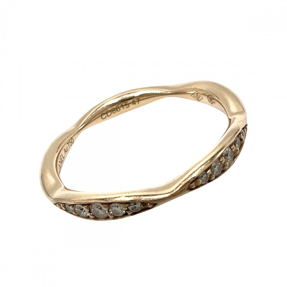 CHANEL シャネル 指輪 カメリアコレクション ハーフエタニティ リング アクセサリー Au750 K18PG 47サイズ K18ピンクゴールド ダイヤモンド0.08ct 約7号 J10836 レディース 約2.0g【中古品】