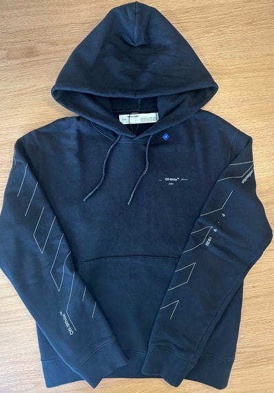 OFF-WHITE Diag Unfinished Slim Hoodie "Black"