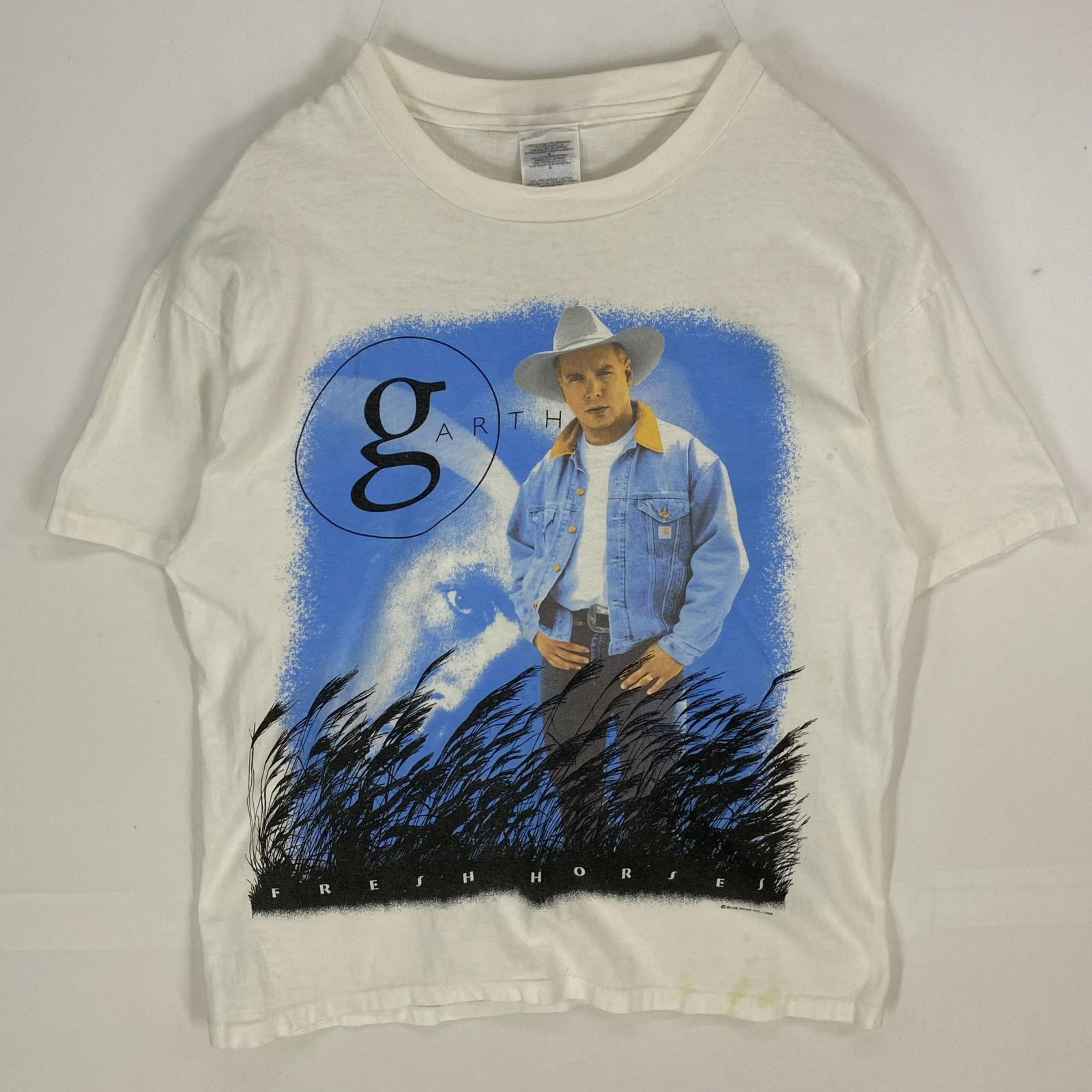 古着 90's/90年代 ヘインズ Hanes USA製 半袖Tシャツ ガースブルックス ミュージック シングルステッチ L ホワイト系 メンズ