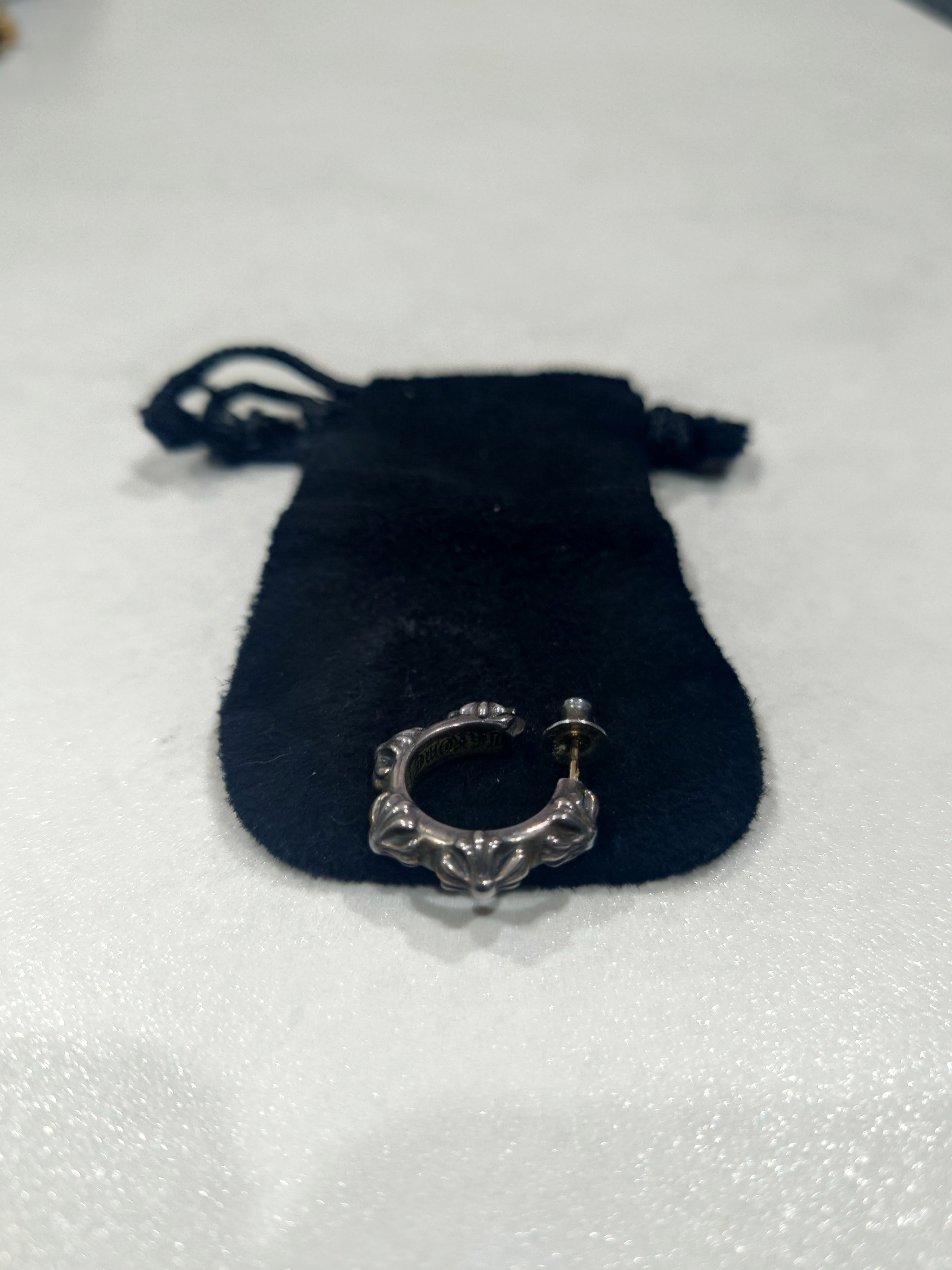 Chrome Hearts Cross Band Hoop Earrings "Silver"