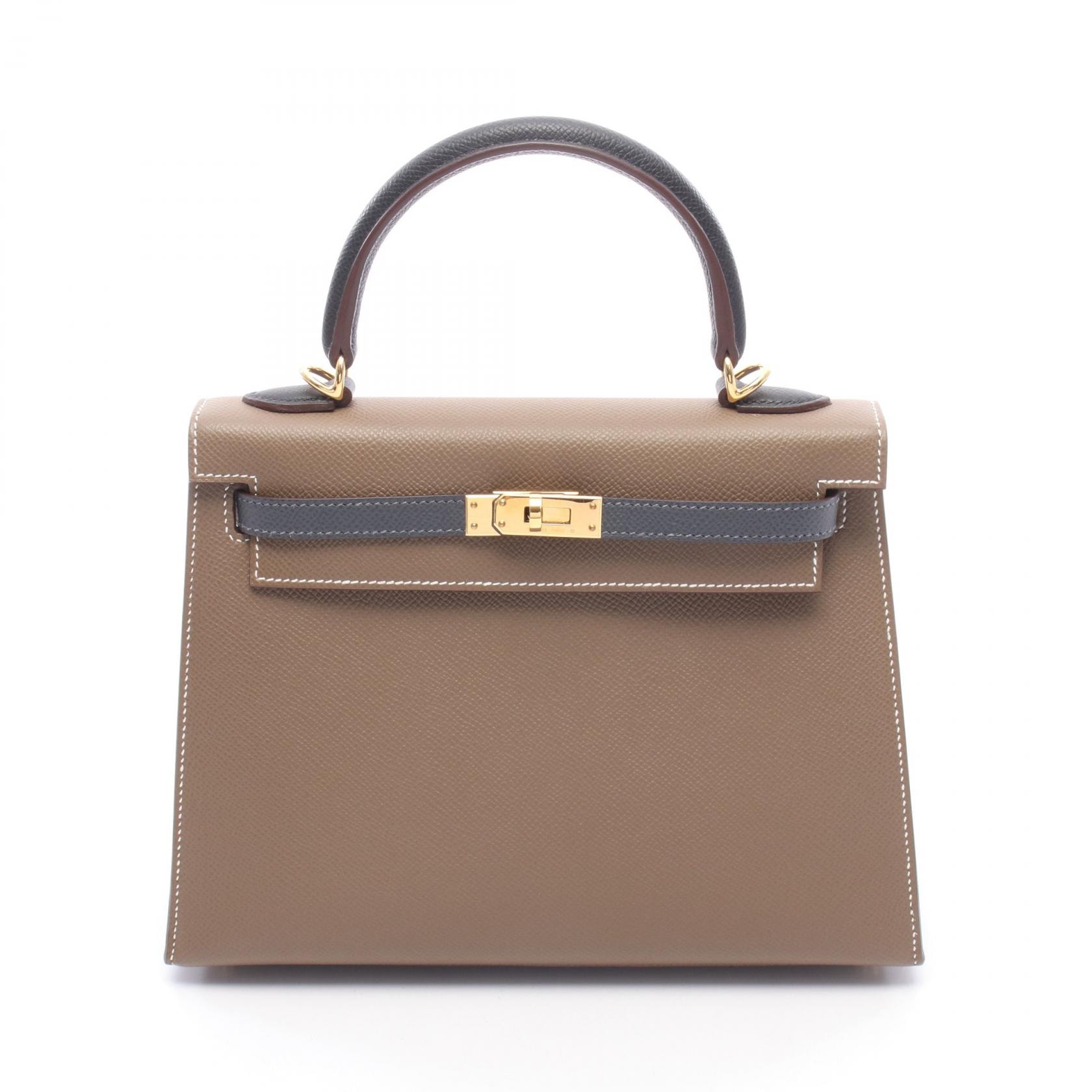 エルメス HERMES ケリー25 トリコロール 2WAY ハンドバッグ バッグ レザー カーフ(牛革) ヴォーエプソン ヴォーエプソン エトゥープ K刻印(2025年製造) レディース グレー系 / ブラック系 【中古】