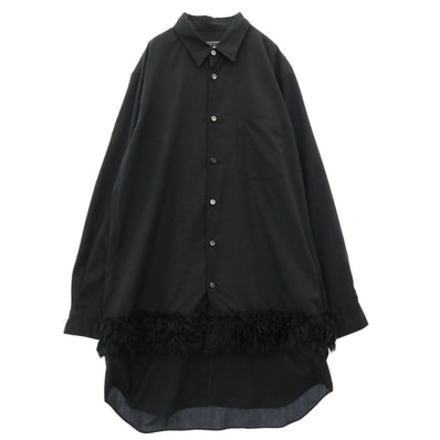 COMME des GARCONS HOMME PLUS コムデギャルソンオムプリュス 長袖シャツ 23AW PL-B016 フェイクファー 切替 ロングスリーブ 長袖 ボタンダウン シャツ ブラック系 M【中古】