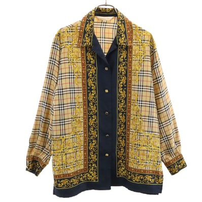Burberrys バーバリーズ 90s オールド ノバチェック 長袖 オープンカラーシャツ 7 ベージュ