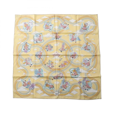 エルメス HERMES カレ70 CARRES VOLANTS スカーフ 衣料品 シルク シルク レディース イエロー系 / マルチカラー 【中古】