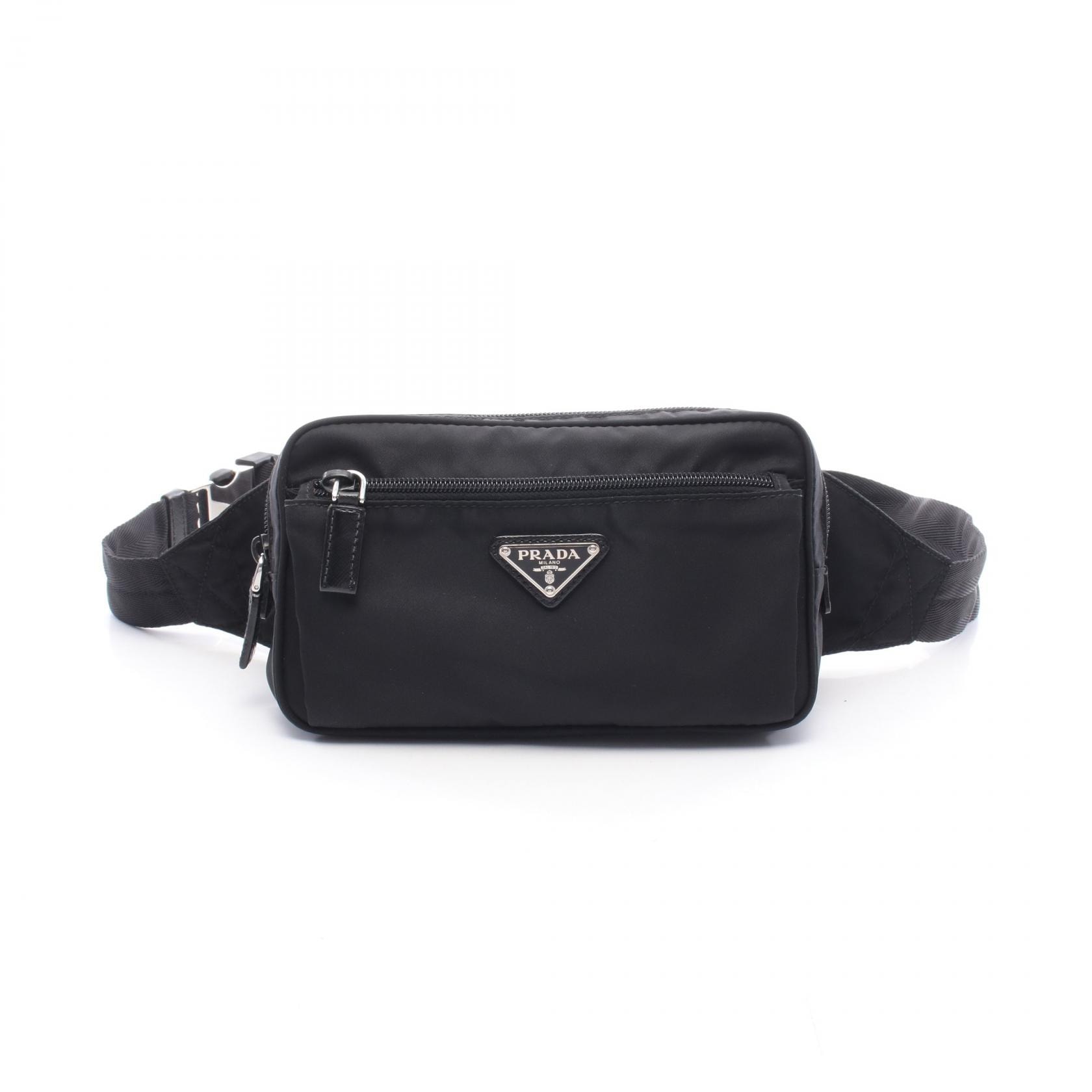 プラダ PRADA TESSUTO ウエストバッグ ボディバッグ バッグ ナイロン レザー メンズ ブラック系 2VL977 【中古】