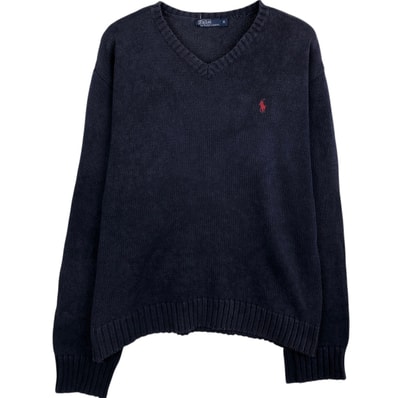 古着 ラルフローレン Ralph Lauren POLO by Ralph Lauren Vネック コットンニットセーター メンズXL相当/eaa627415