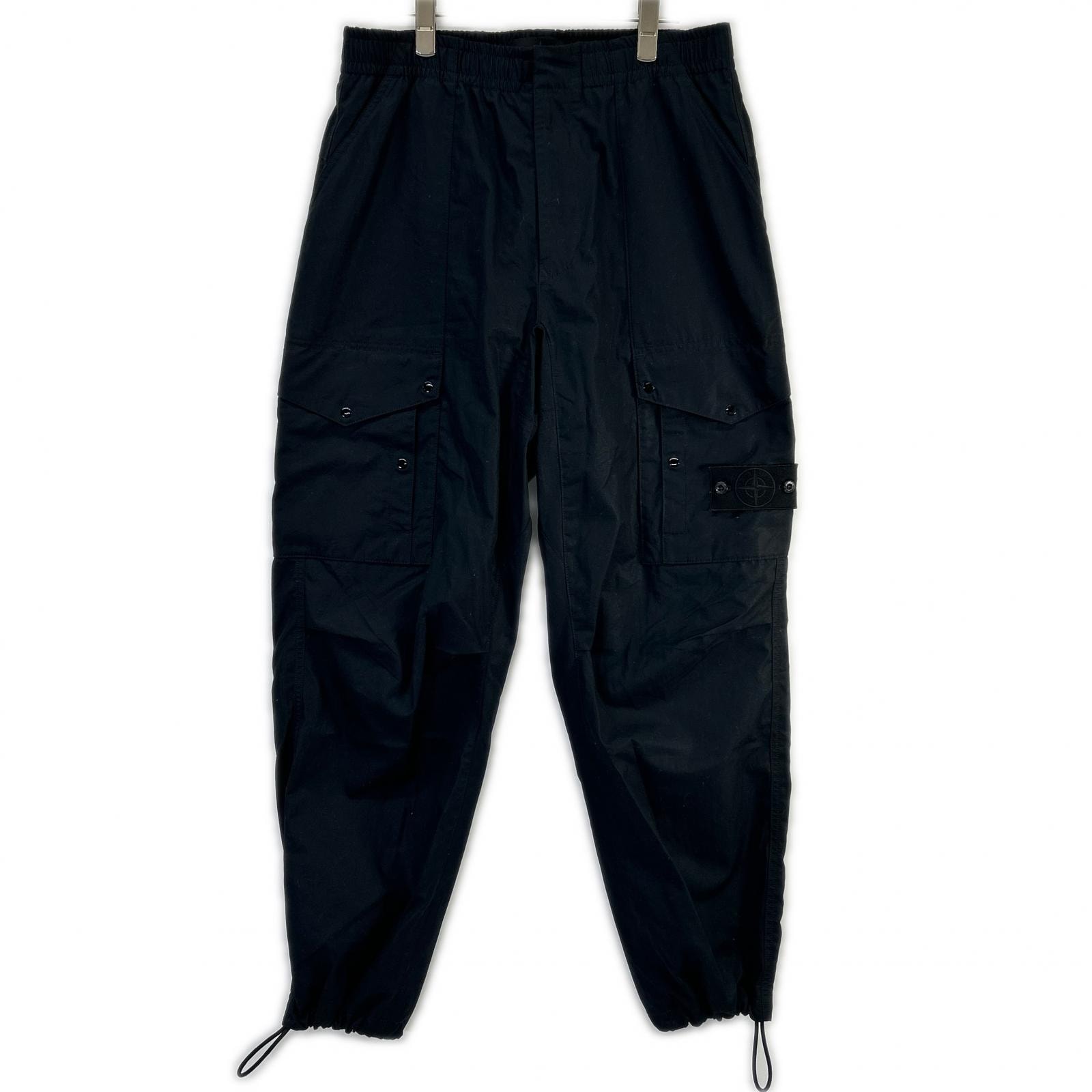 ストーンアイランド 25年 ゴースト ブラック L1S153100017 ALL-WEATHER COTTON CANVAS カーゴパンツ W30