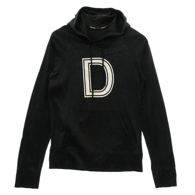 DIOR HOMME ディオールオム 04SS 4SH3058205 エディ期 Dロゴ プリント ライトウエイト コットン プルオーバー パーカー ブラック系 S【中古】