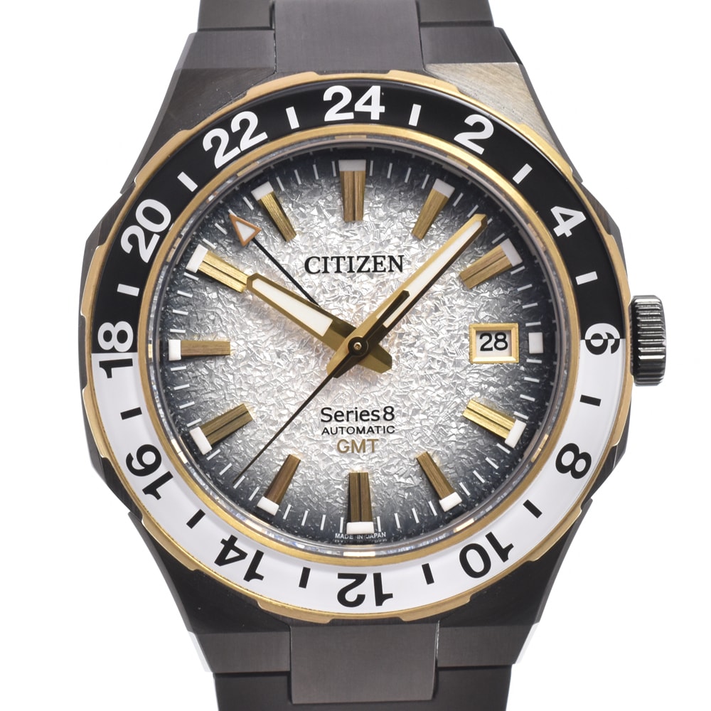 シチズン CITIZEN NB6035-55H シリーズエイト GMT Cal.9054 ホワイトグラデーション 自動巻き メンズ 美品 箱付き 腕時計 N#151108