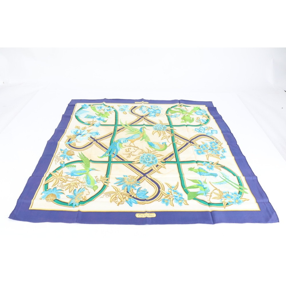 ■美品 エルメスカレ 90 Caraibes カリブの鳥 シルクスカーフ
