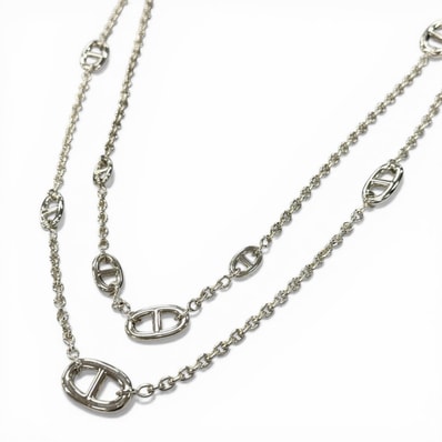 美品 エルメス ネックレス シェーヌダンクル ファランドール シルバー メンズ