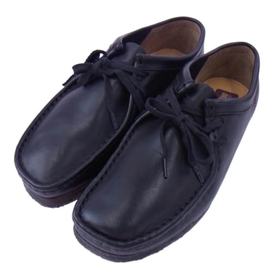 Clarks クラークス ブーツ 26103756 Wallabee Boot Low Leather ワラビーブーツ ロー レザー ブラック系 US9【極上美品】【中古】