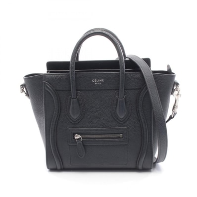 セリーヌ CELINE ラゲージ ナノショッパー ハンドバッグ バッグ レザー レディース ブラック系 【中古】