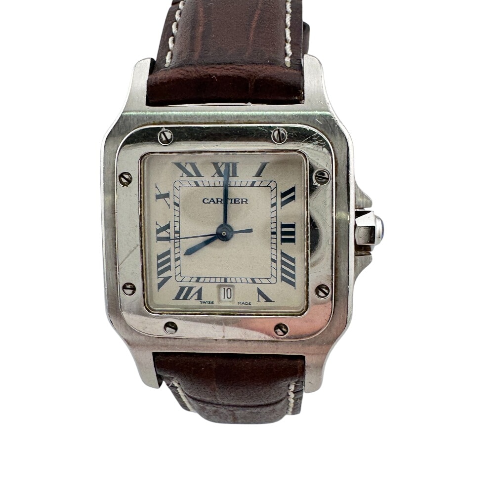 カルティエ CARTIER 腕時計 サントス ガルベ 3針+デイト ブラウン