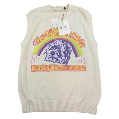 beautiful people ビューティフルピープル ベスト 7225210412 THE/a rock knit PO The Flaming Lips ロックバンド柄 ニット ベスト ホワイト系 170【美品】【中古】