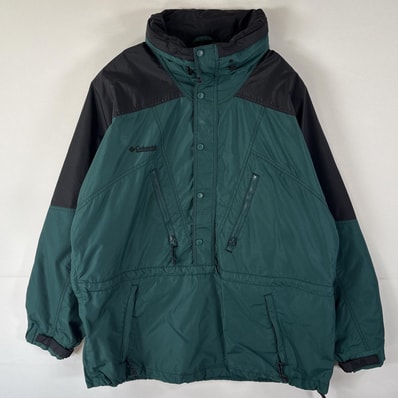 古着 コロンビア Columbia ナイロンジャケット マウンテンパーカー ハーフジップ 大きいサイズ アウトドア XL グリーン メンズ