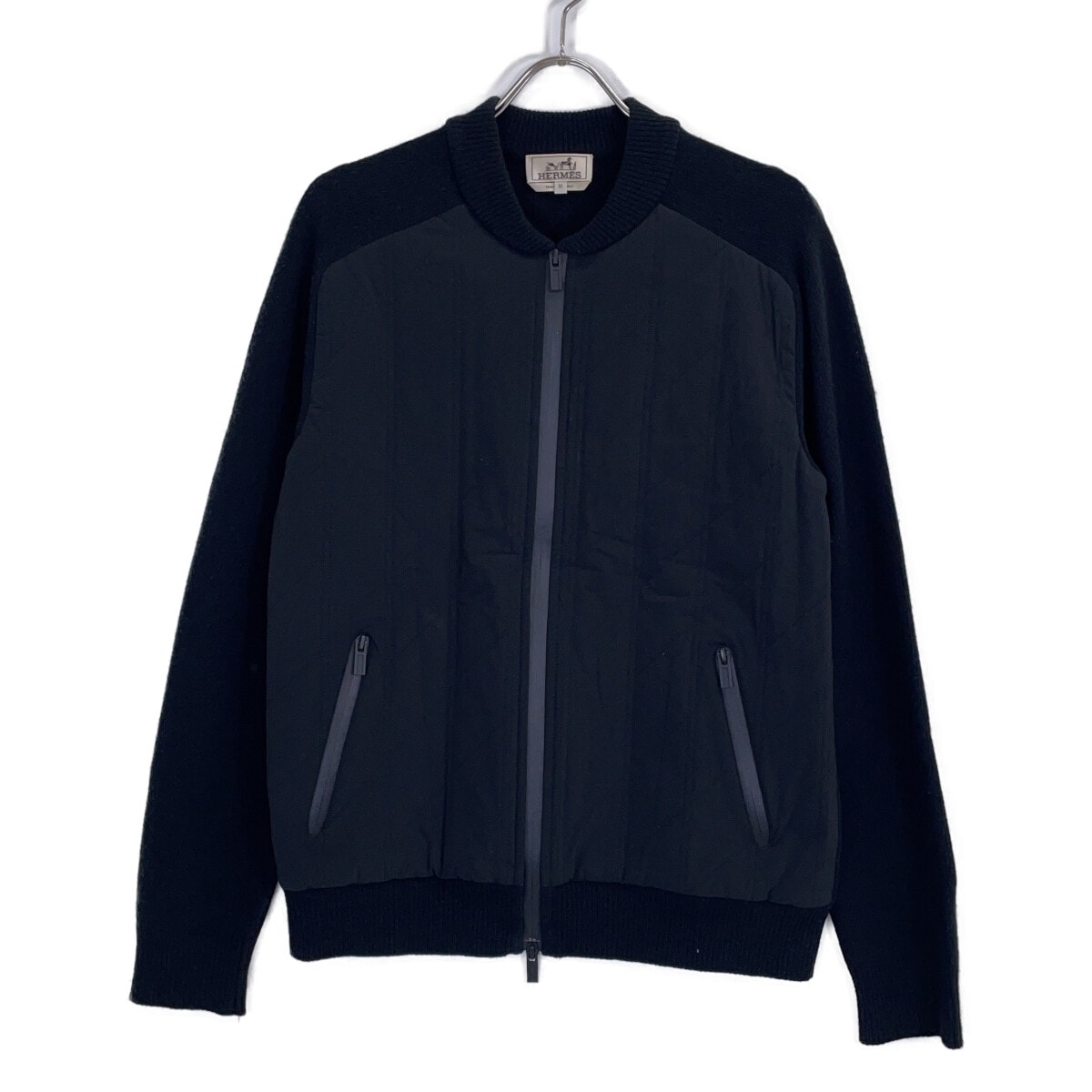 エルメス 【国内正規】ウールxカシミヤ ナイロン切替 ジップアップ ジャケット M