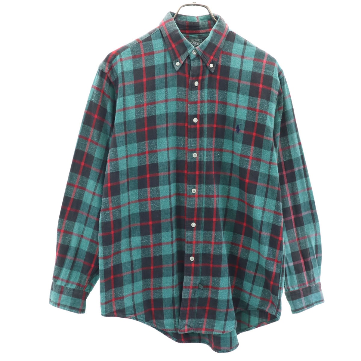 POLO COUNTRY RALPH LAUREN ポロカントリー ラルフローレン 80s 90s オールド タータンチェック柄 長袖 コットンシャツ S グリーン