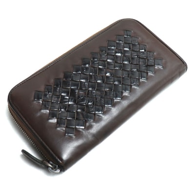 BOTTEGAVENETA ボッテガヴェネタ 長財布 ラウンドファスナー ブラウン メンズ【中古】